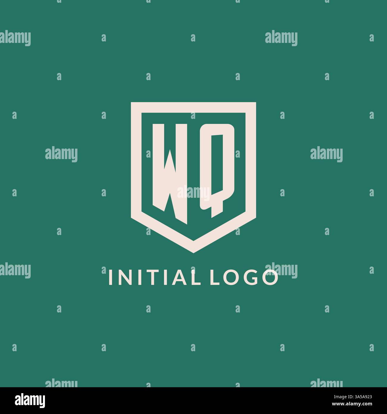 WQ initial logo monogram shield geometric shape design vector graphic Stock Vector