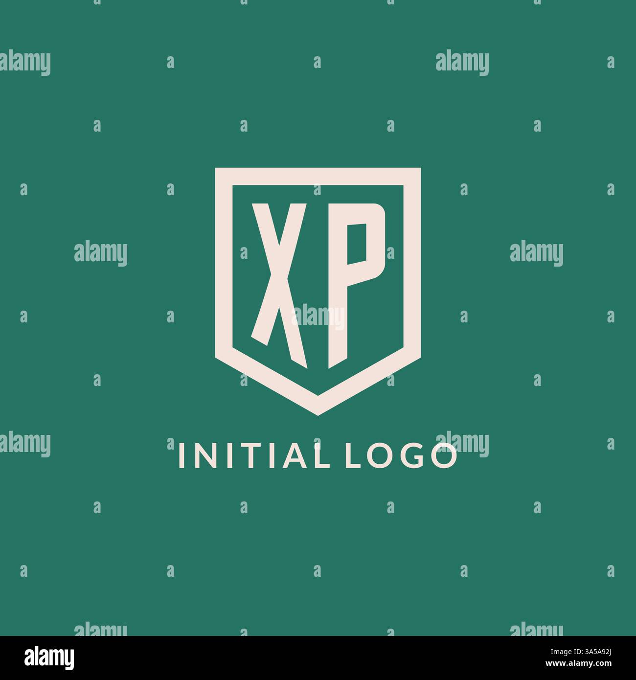 XP initial logo monogram shield geometric shape design vector graphic Stock Vector