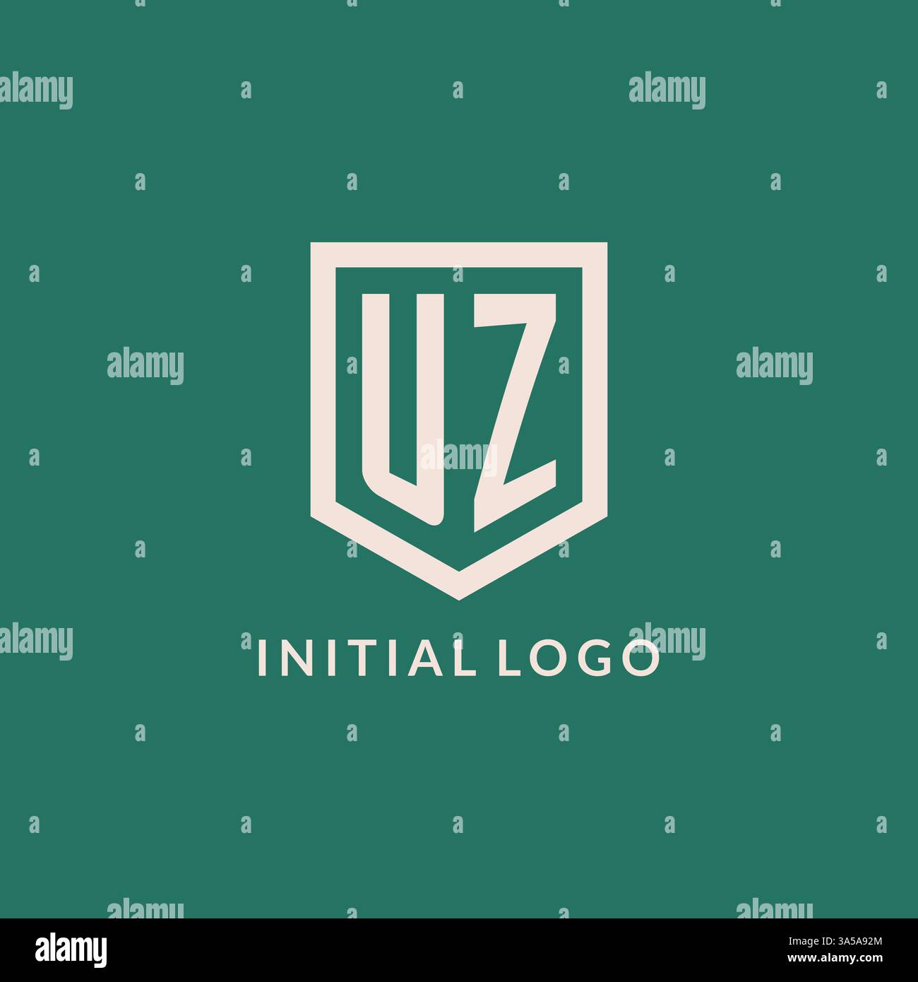 UZ initial logo monogram shield geometric shape design vector graphic Stock Vector