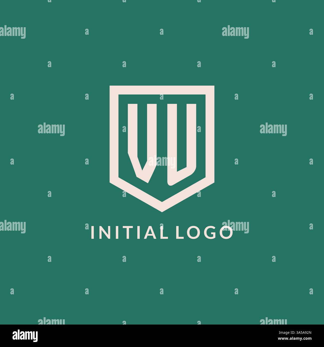 VU initial logo monogram shield geometric shape design vector graphic Stock Vector