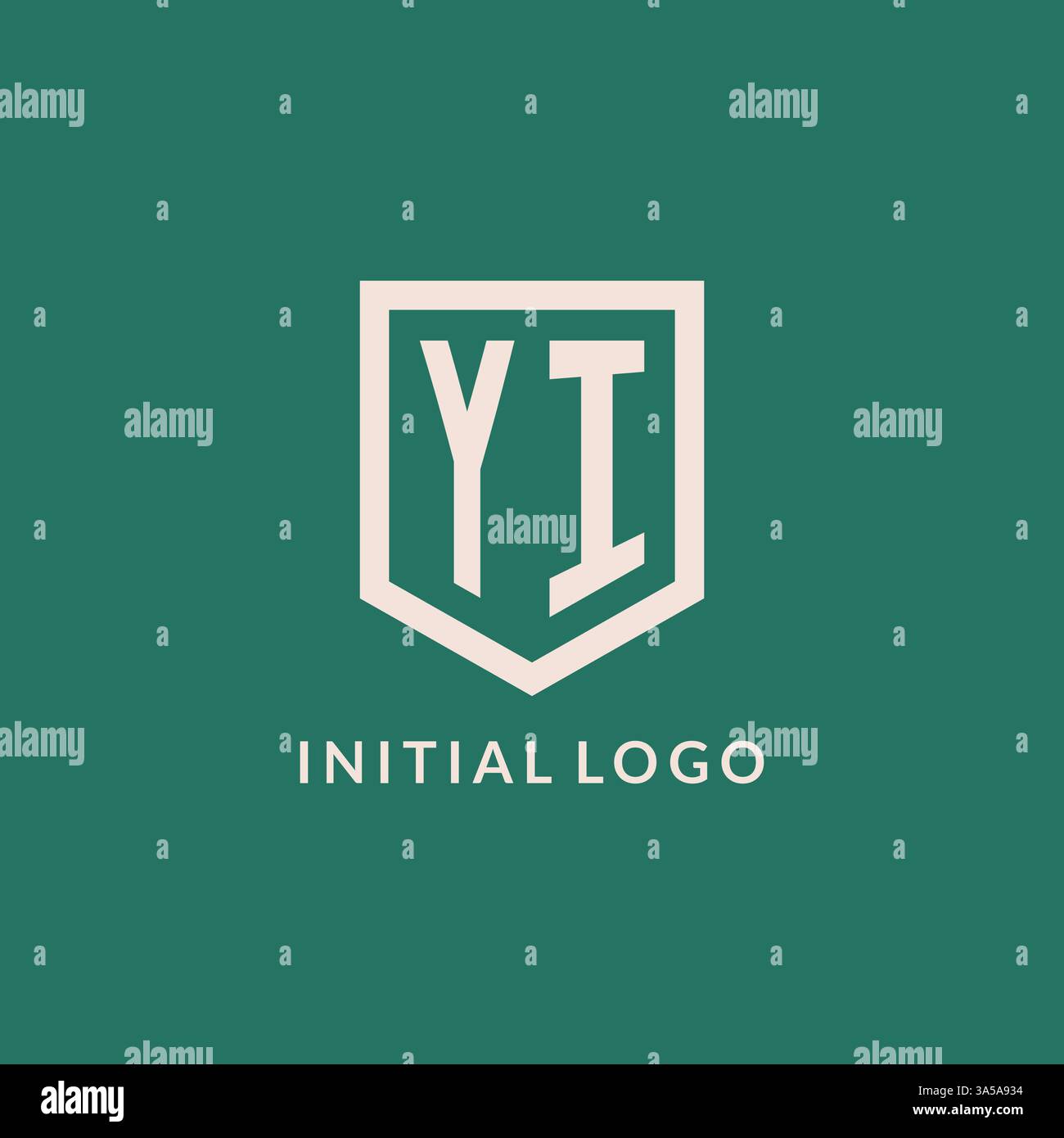 YI initial logo monogram shield geometric shape design vector graphic Stock Vector