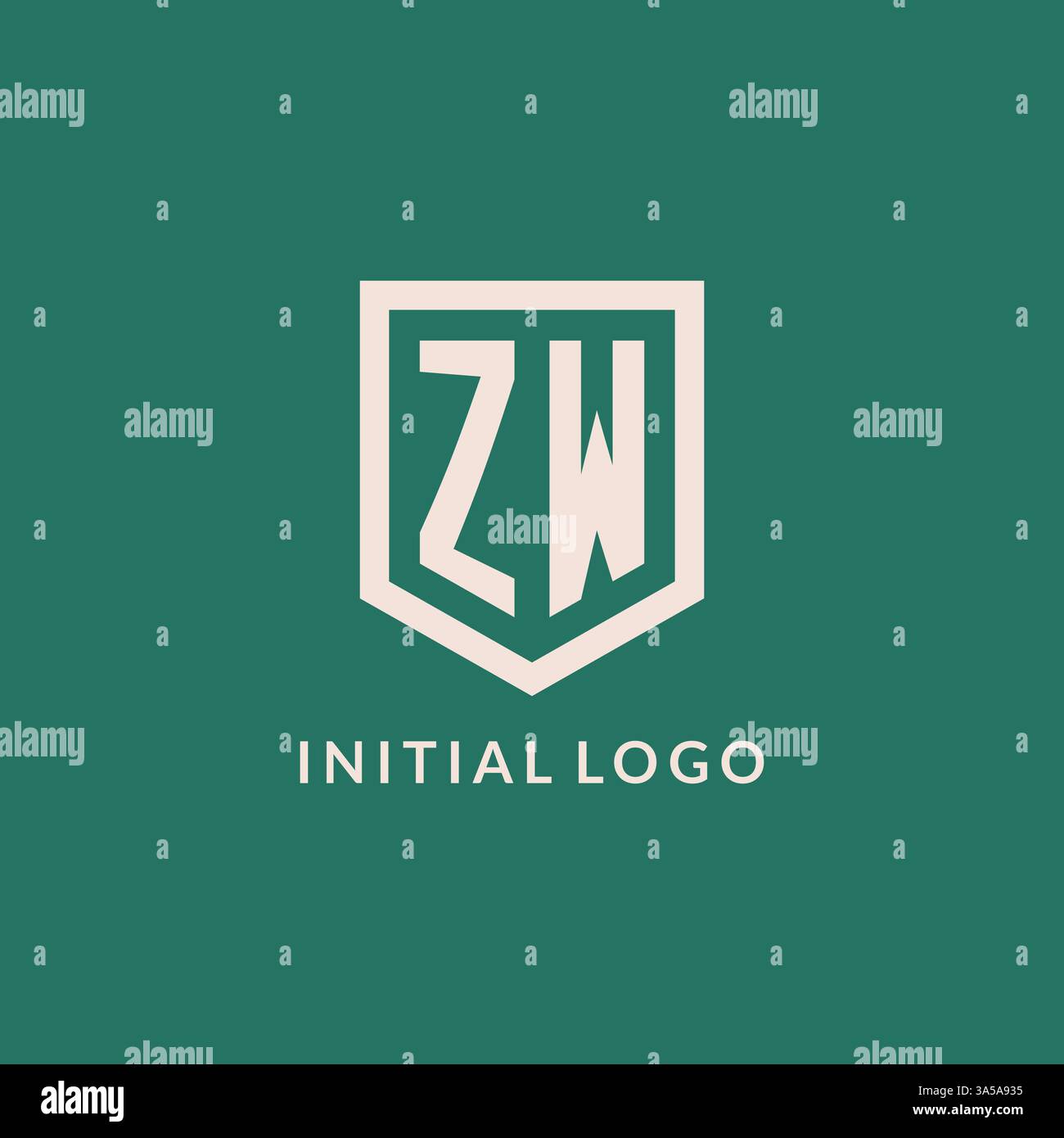 ZW initial logo monogram shield geometric shape design vector graphic Stock Vector