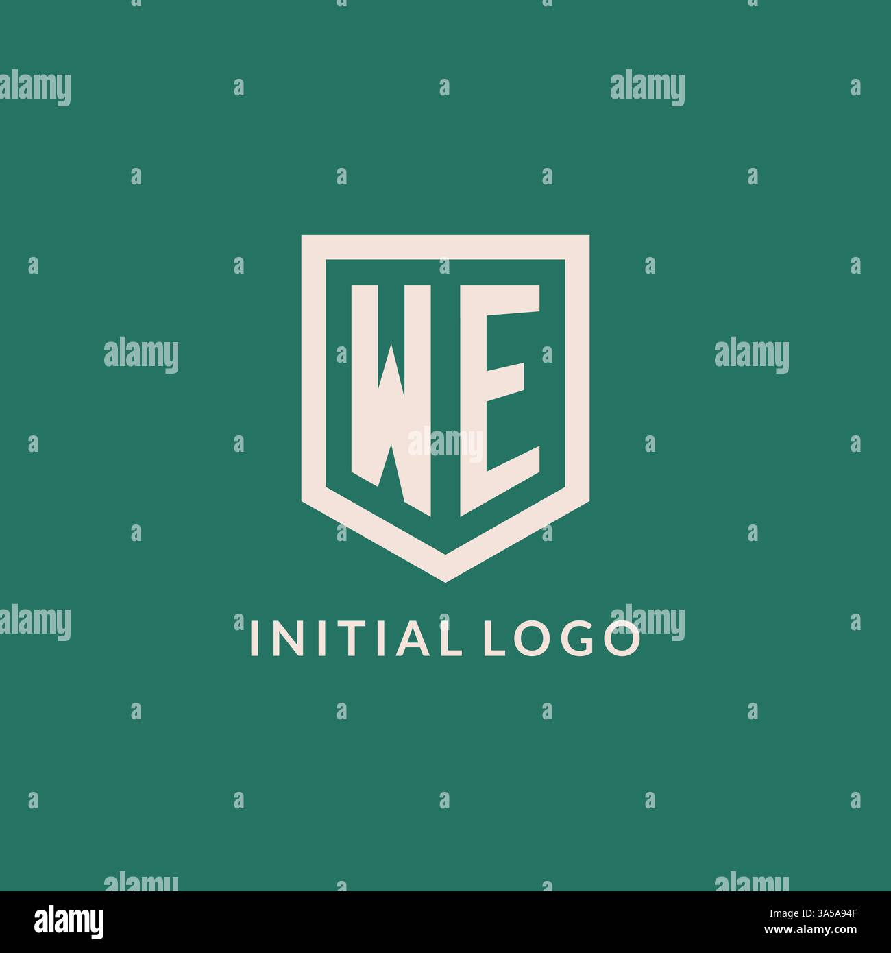 WE initial logo monogram shield geometric shape design vector graphic Stock Vector