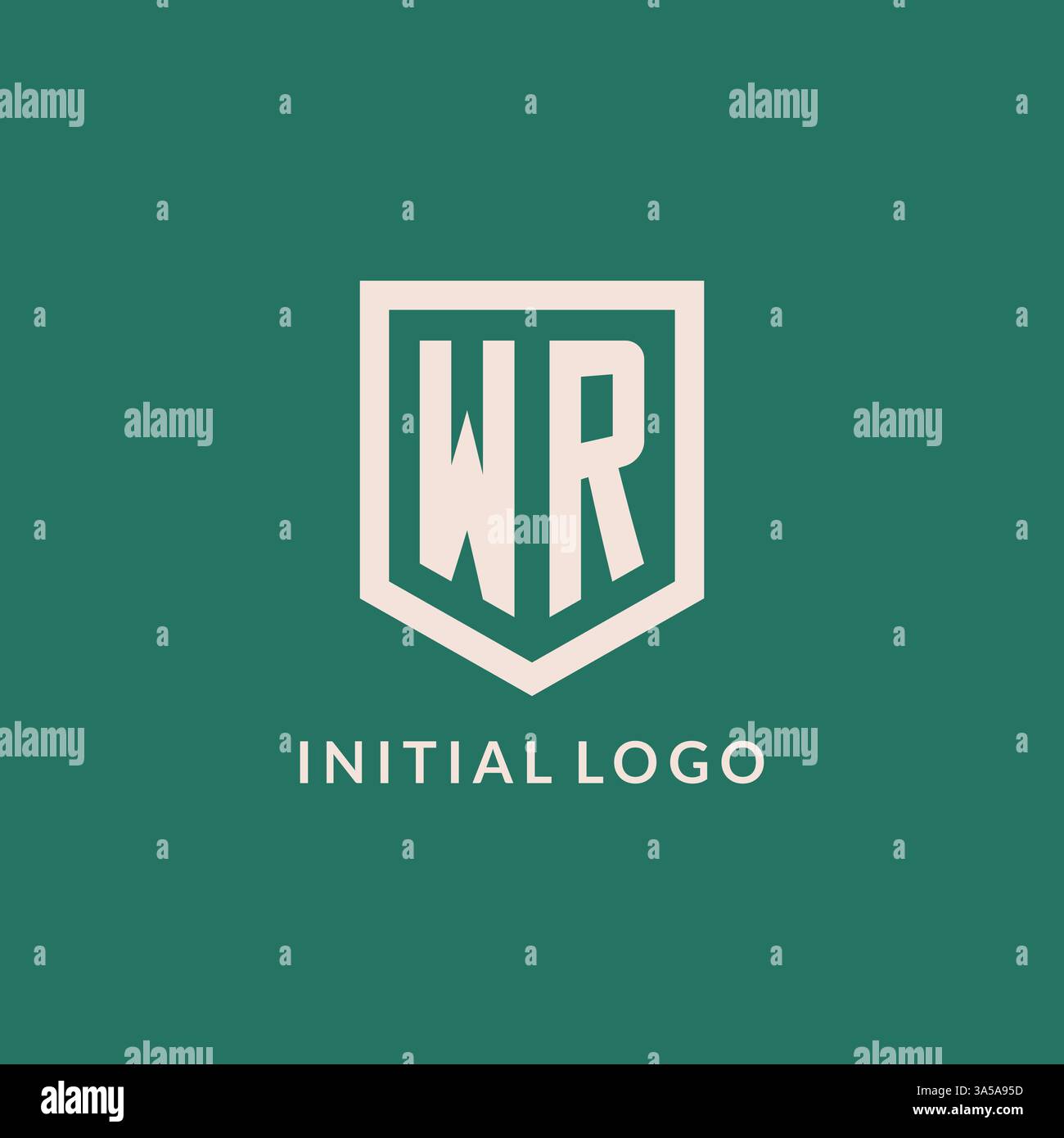 WR initial logo monogram shield geometric shape design vector graphic Stock Vector