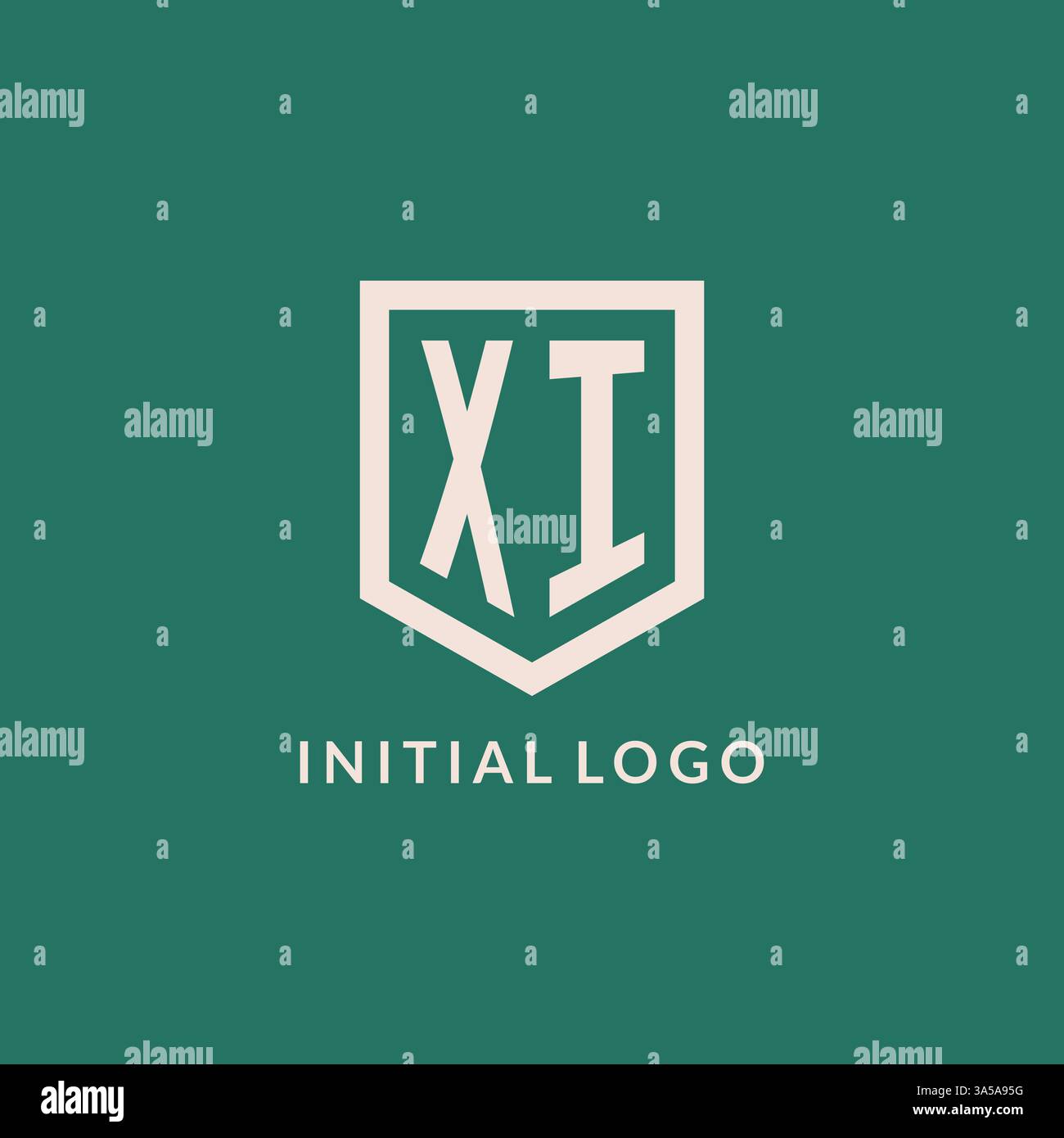 XI initial logo monogram shield geometric shape design vector graphic Stock Vector