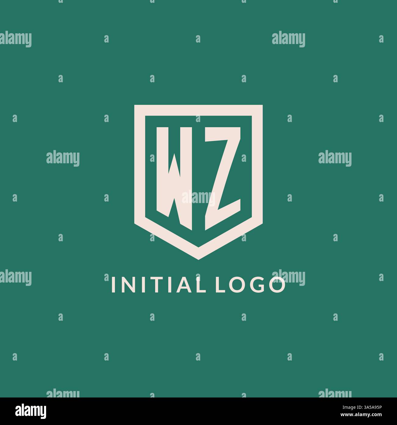 WZ initial logo monogram shield geometric shape design vector graphic Stock Vector