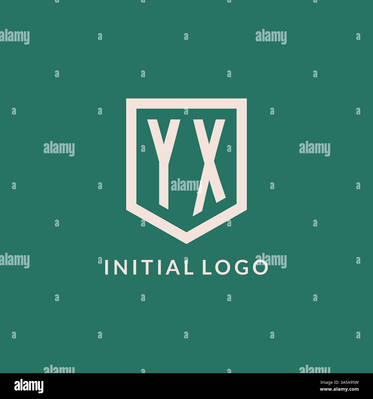 YX initial logo monogram shield geometric shape design vector graphic Stock Vector