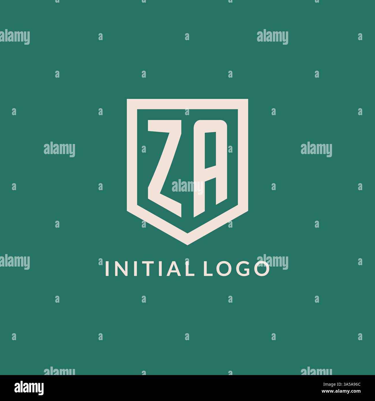 ZA initial logo monogram shield geometric shape design vector graphic Stock Vector