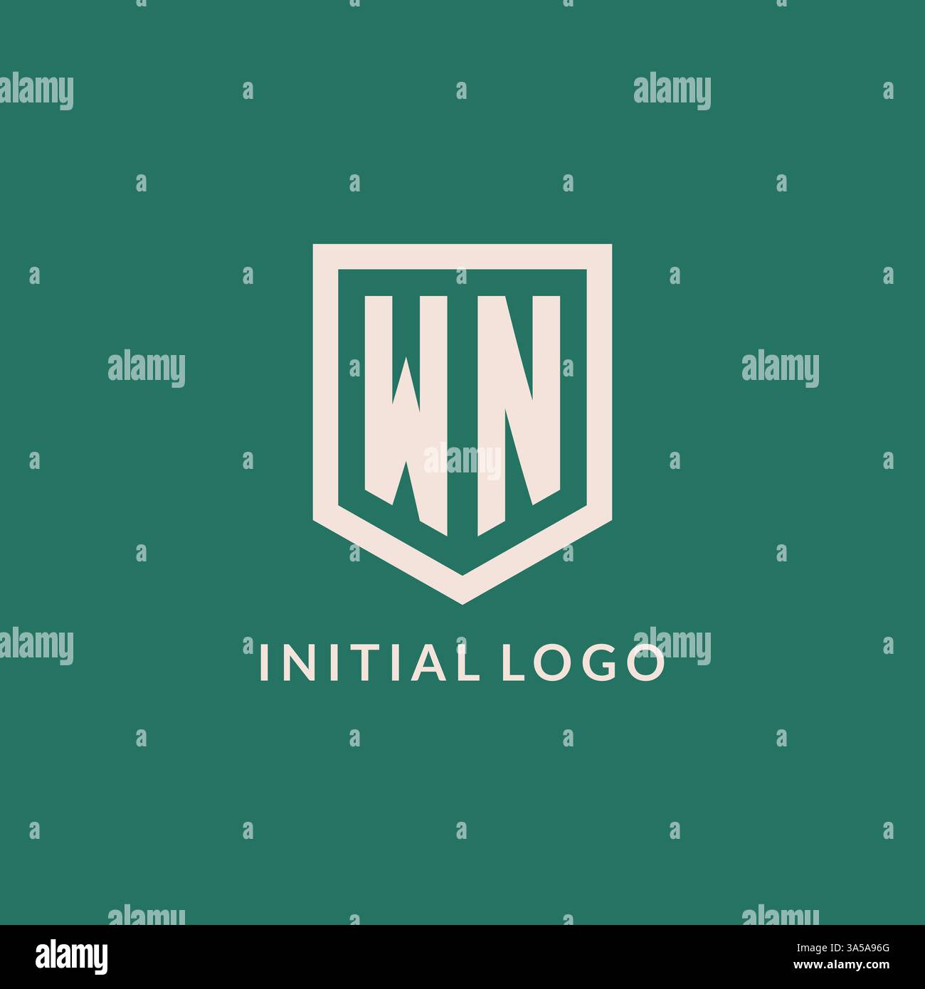 WN initial logo monogram shield geometric shape design vector graphic Stock Vector
