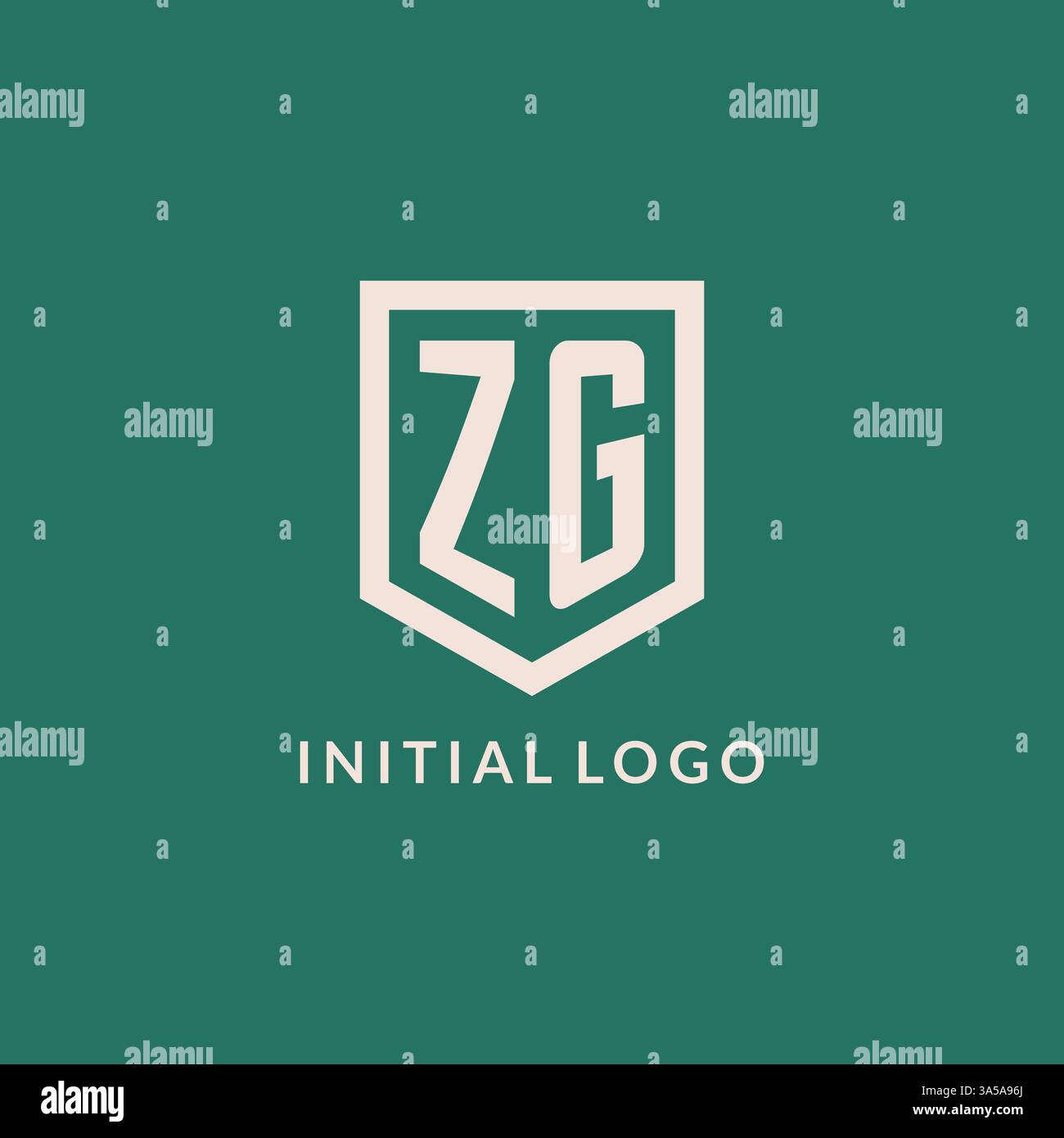 ZG initial logo monogram shield geometric shape design vector graphic Stock Vector