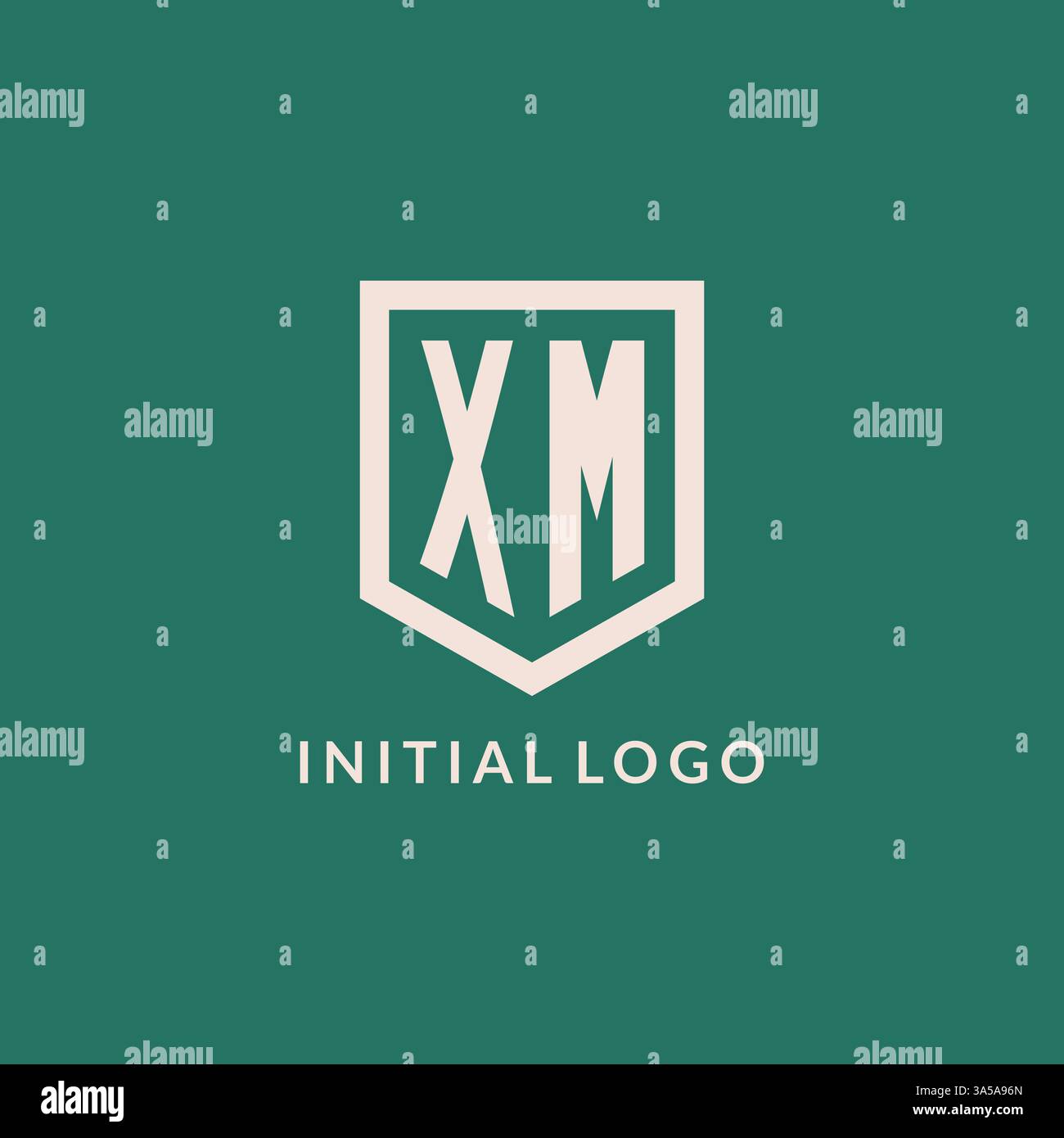 XM initial logo monogram shield geometric shape design vector graphic Stock Vector