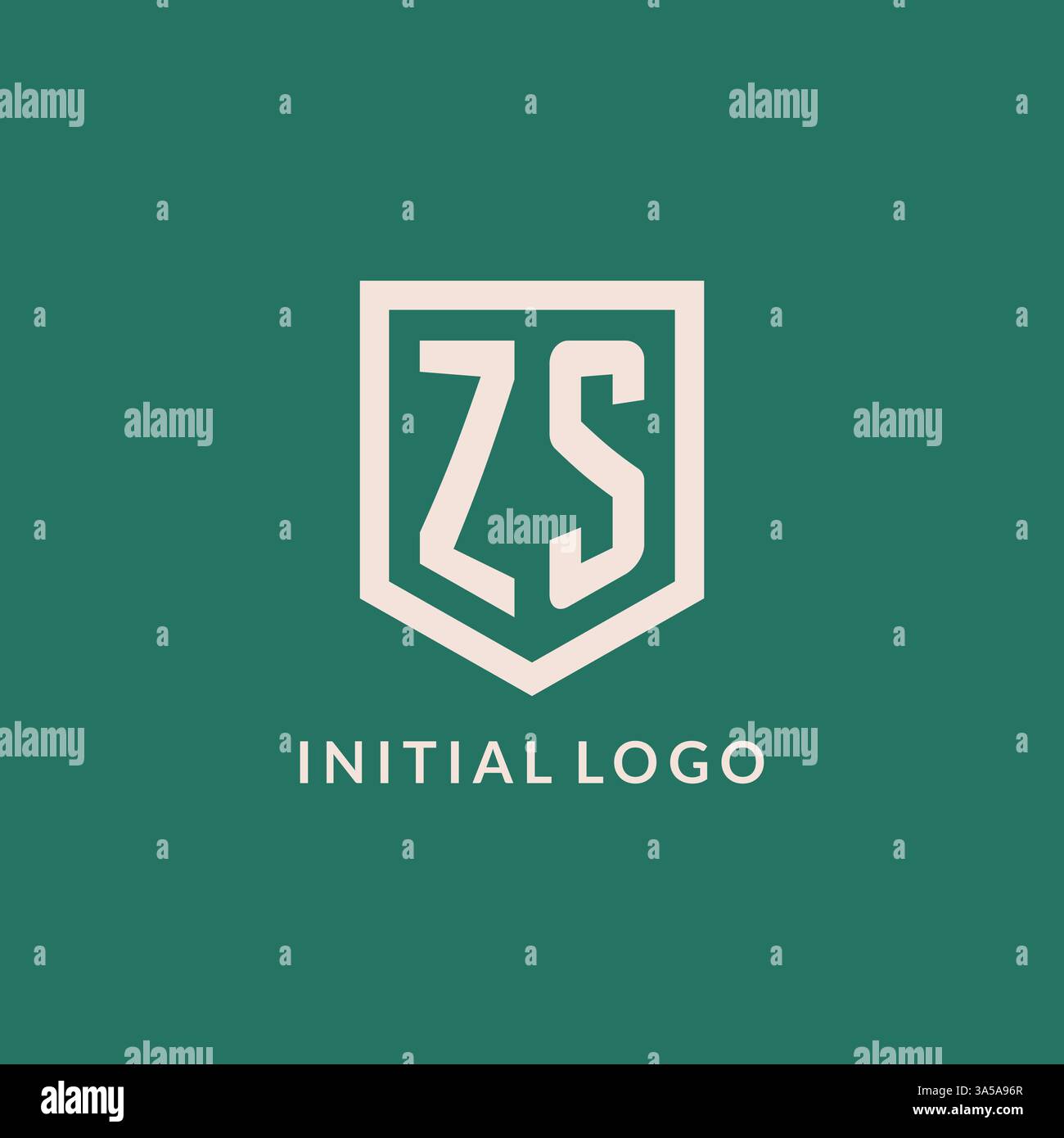 ZS initial logo monogram shield geometric shape design vector graphic Stock Vector