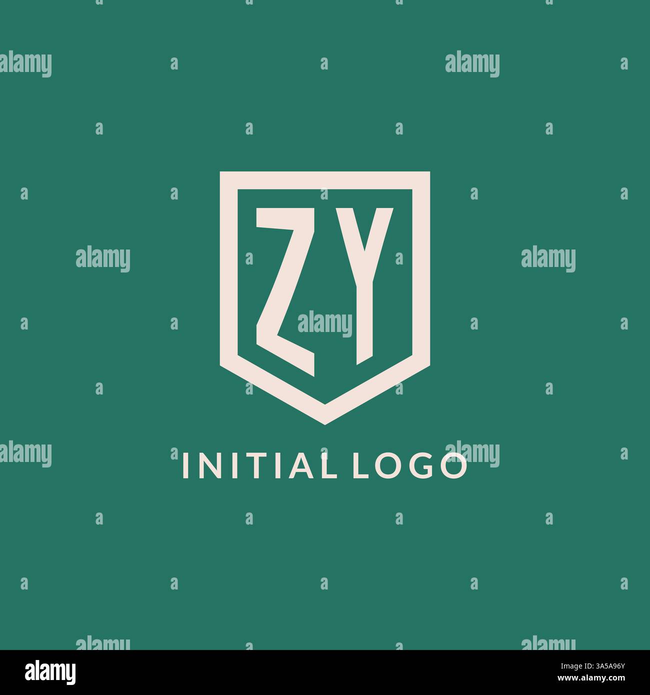 ZY initial logo monogram shield geometric shape design vector graphic Stock Vector