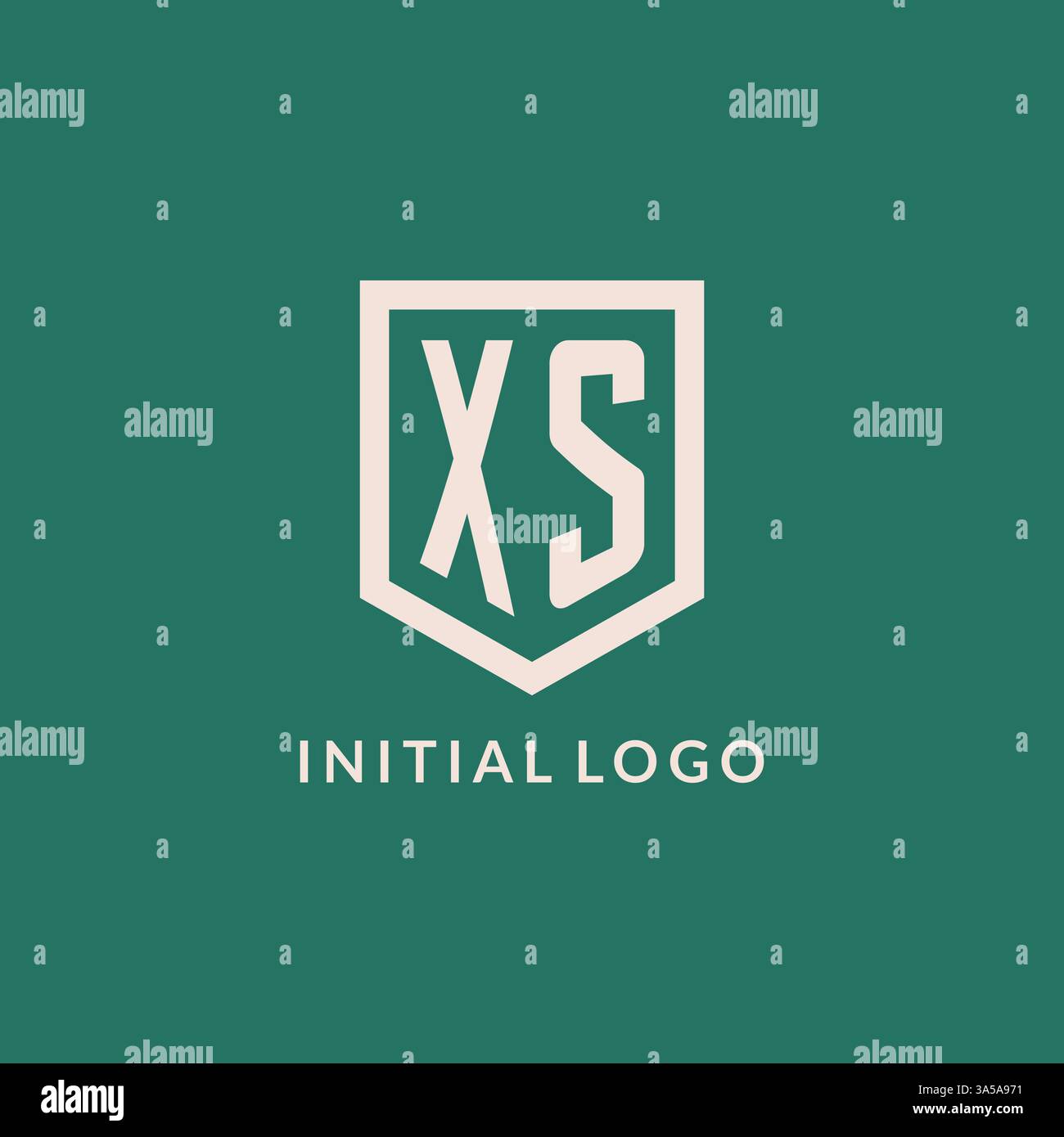 XS initial logo monogram shield geometric shape design vector graphic Stock Vector