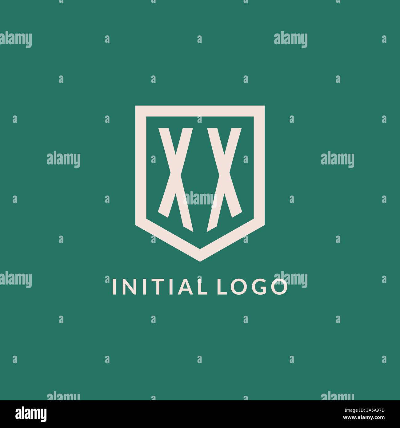 XX initial logo monogram shield geometric shape design vector graphic Stock Vector