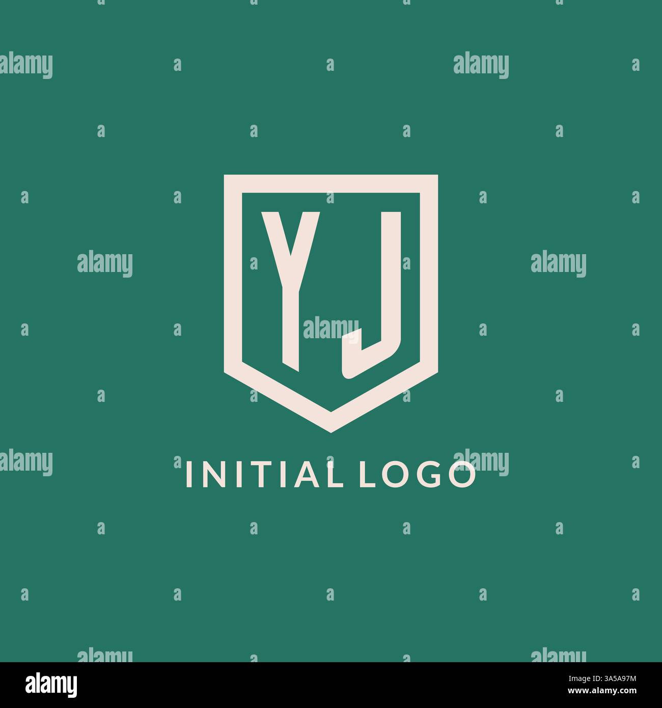 YJ initial logo monogram shield geometric shape design vector graphic Stock Vector