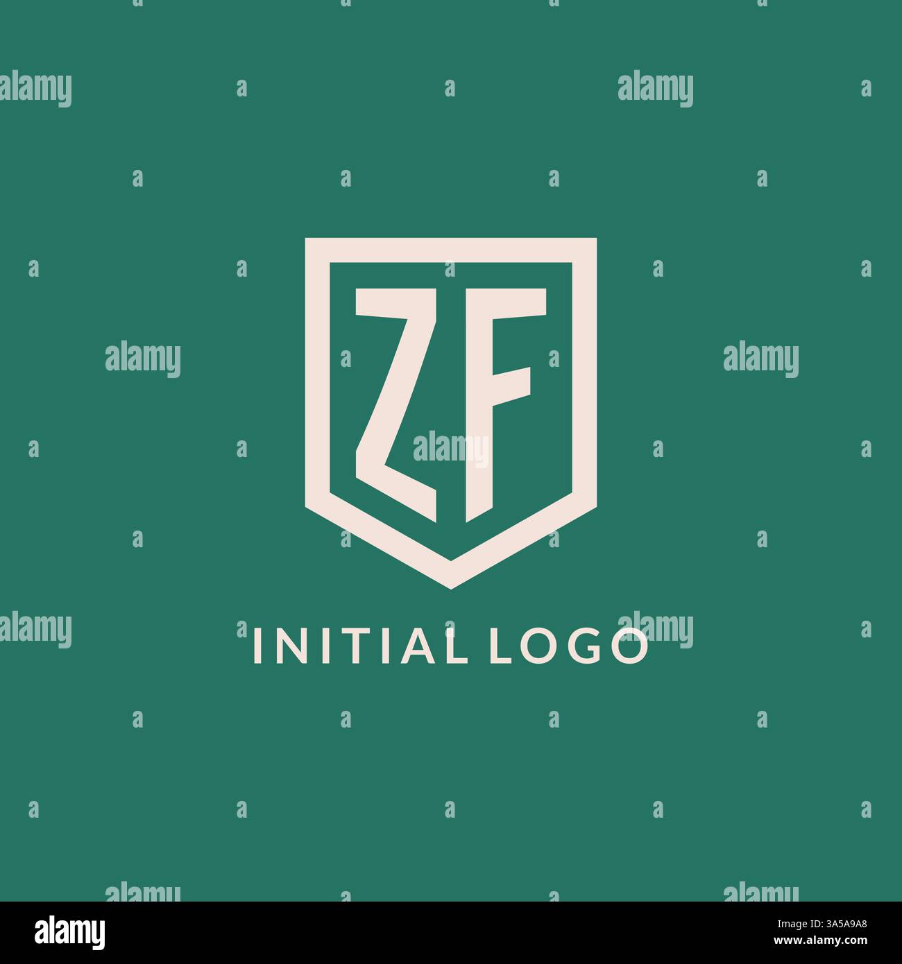 ZF initial logo monogram shield geometric shape design vector graphic Stock Vector