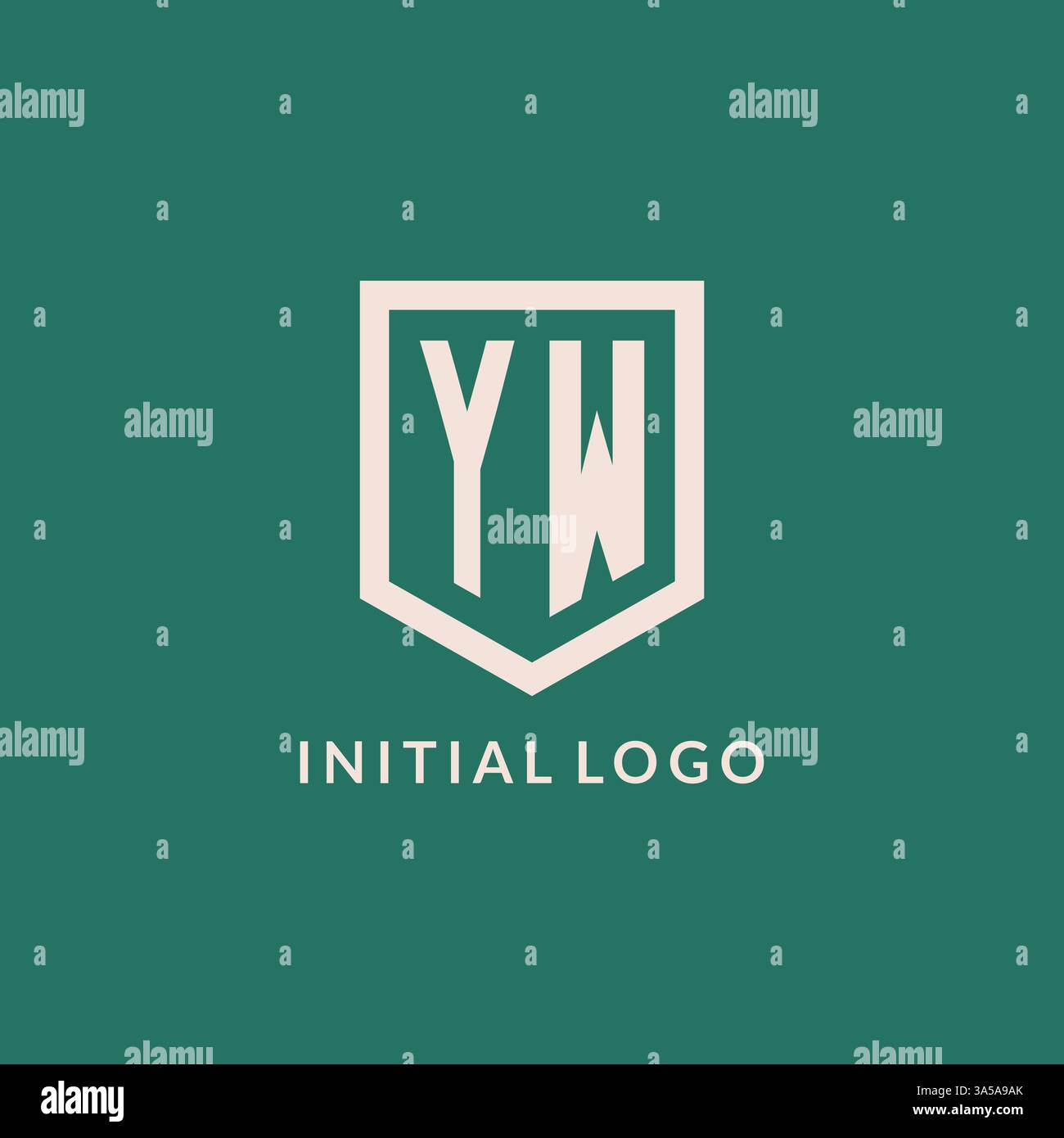 YW initial logo monogram shield geometric shape design vector graphic Stock Vector