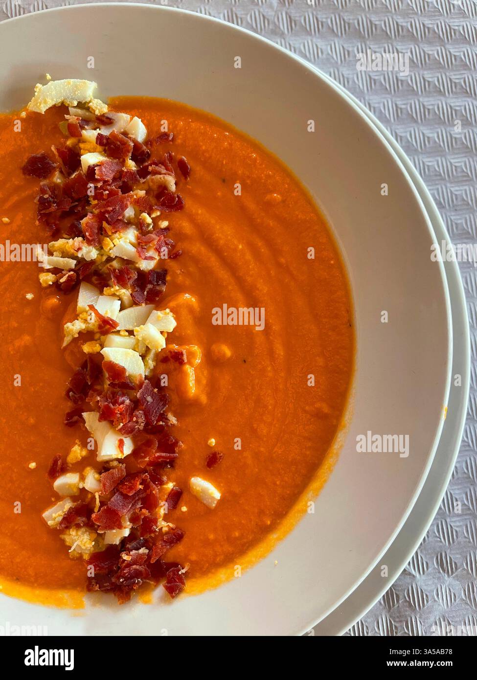 Salmorejo serving. Spain. - Smartphone Captured Stock Image