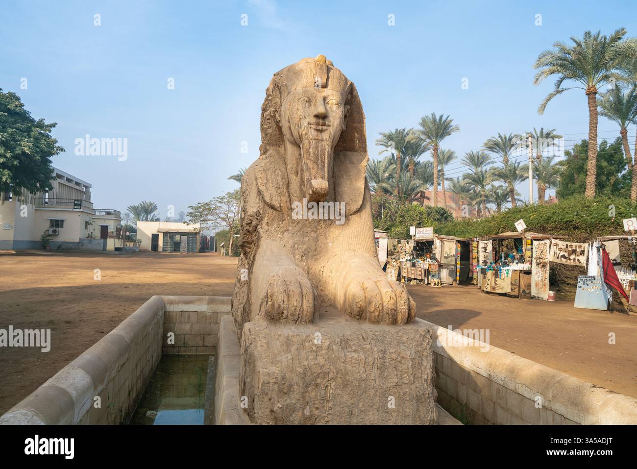 Memphis, Egypt - January 14, 2025: A full shot of the Alabaster Sphinx ...