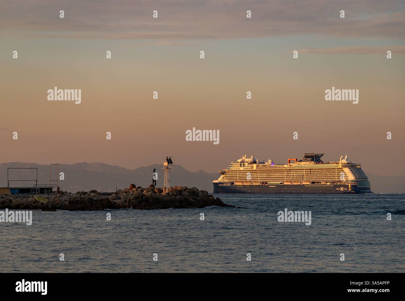 A picture of the Celebrity Ascent cruise ship at sunset Stock Photo - Alamy