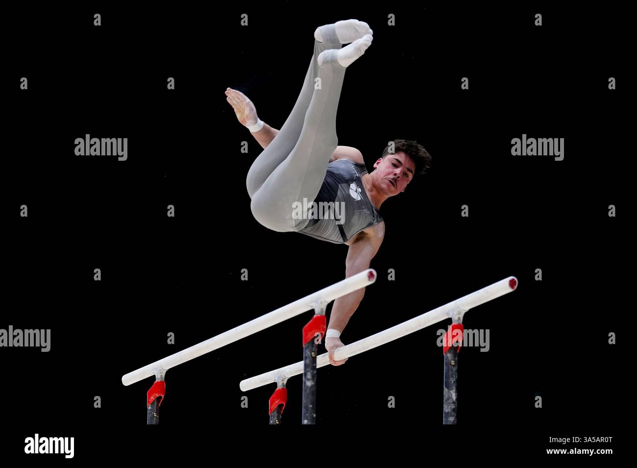 Gabriel Langton competes on the uneven barson day three of the 2025 ...
