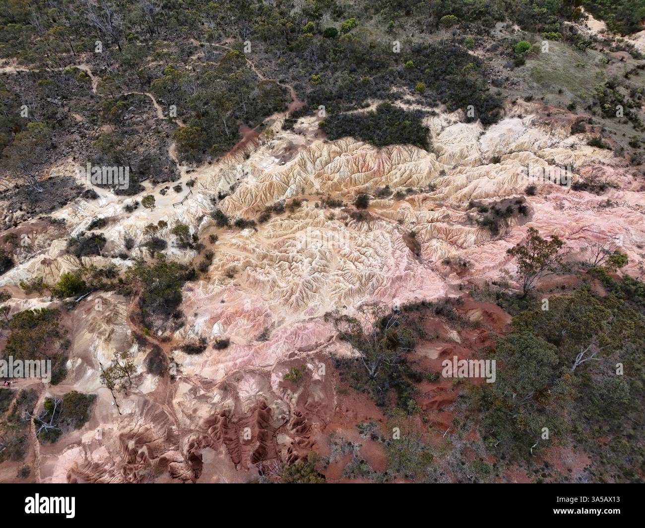 aerial view of Pink Cliffs Geological Reserve Heathcote. Australia ...