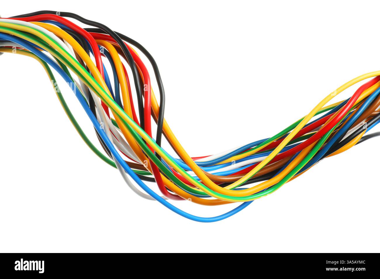 Many colorful electrical wires isolated on white Stock Photo Alamy