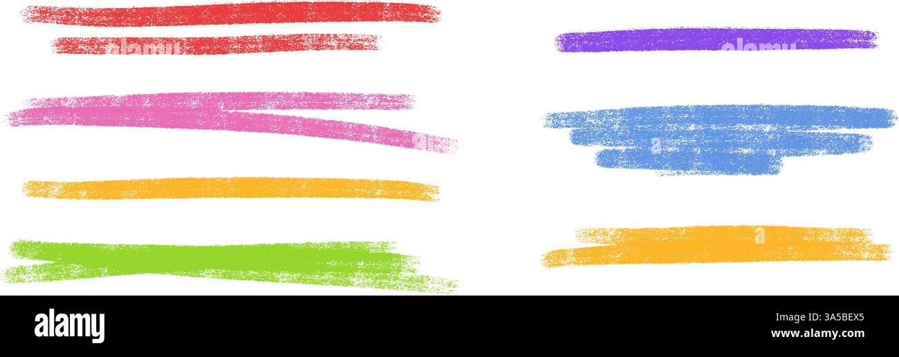 Pastel crayon strokes - straight rough edged underlines. Hand drawn ...