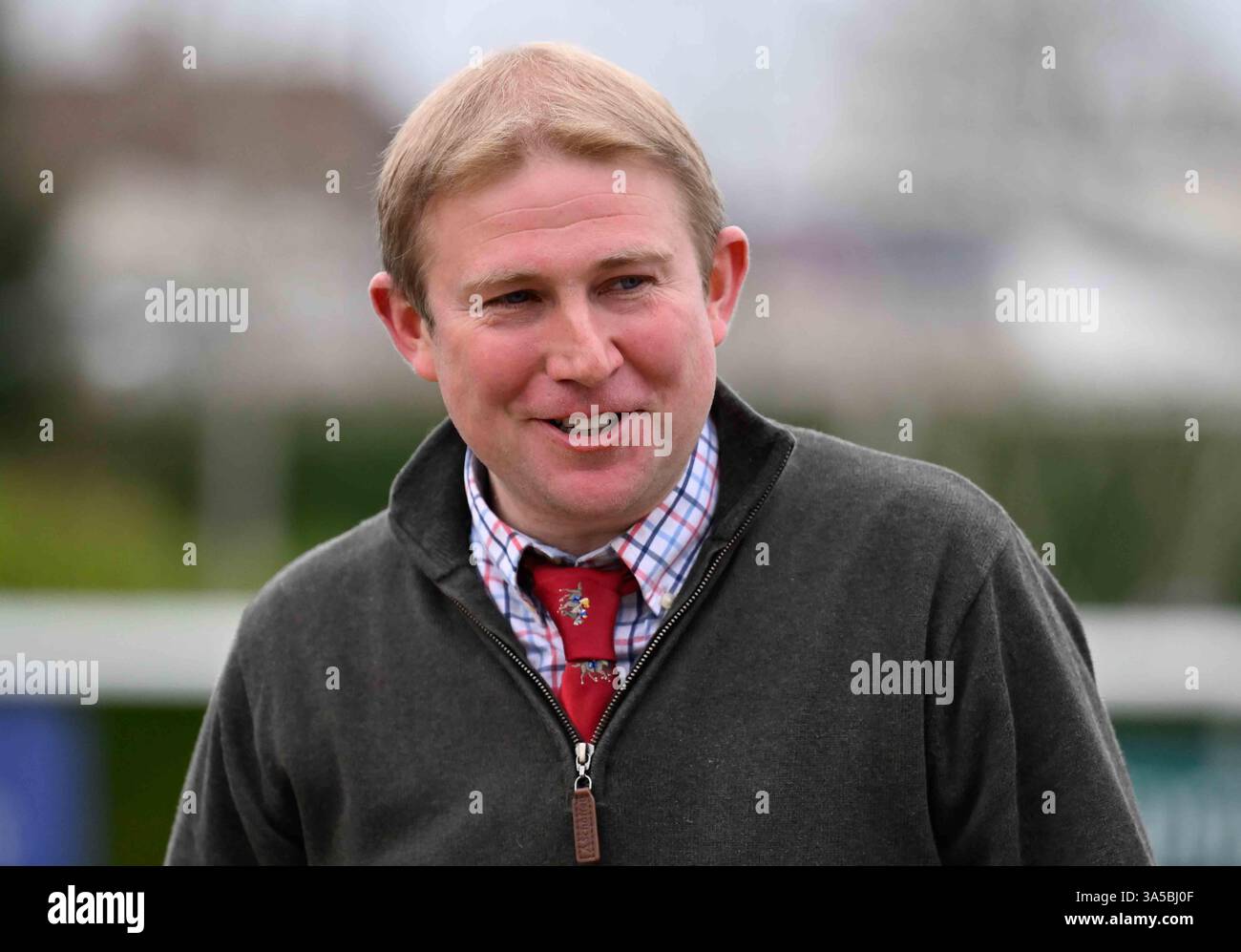 Newbury, UK. 22nd Mar, 2025. Trainer Samuel Drinkwater after winning the 17.00 Business Colleagues and Friends Handicap Steeple Chase with Ballybreeze at Newbury Racecourse, Newbury Picture by Paul Blake/Focus Images Ltd 07792574115 22/03/2025 Stock Photo