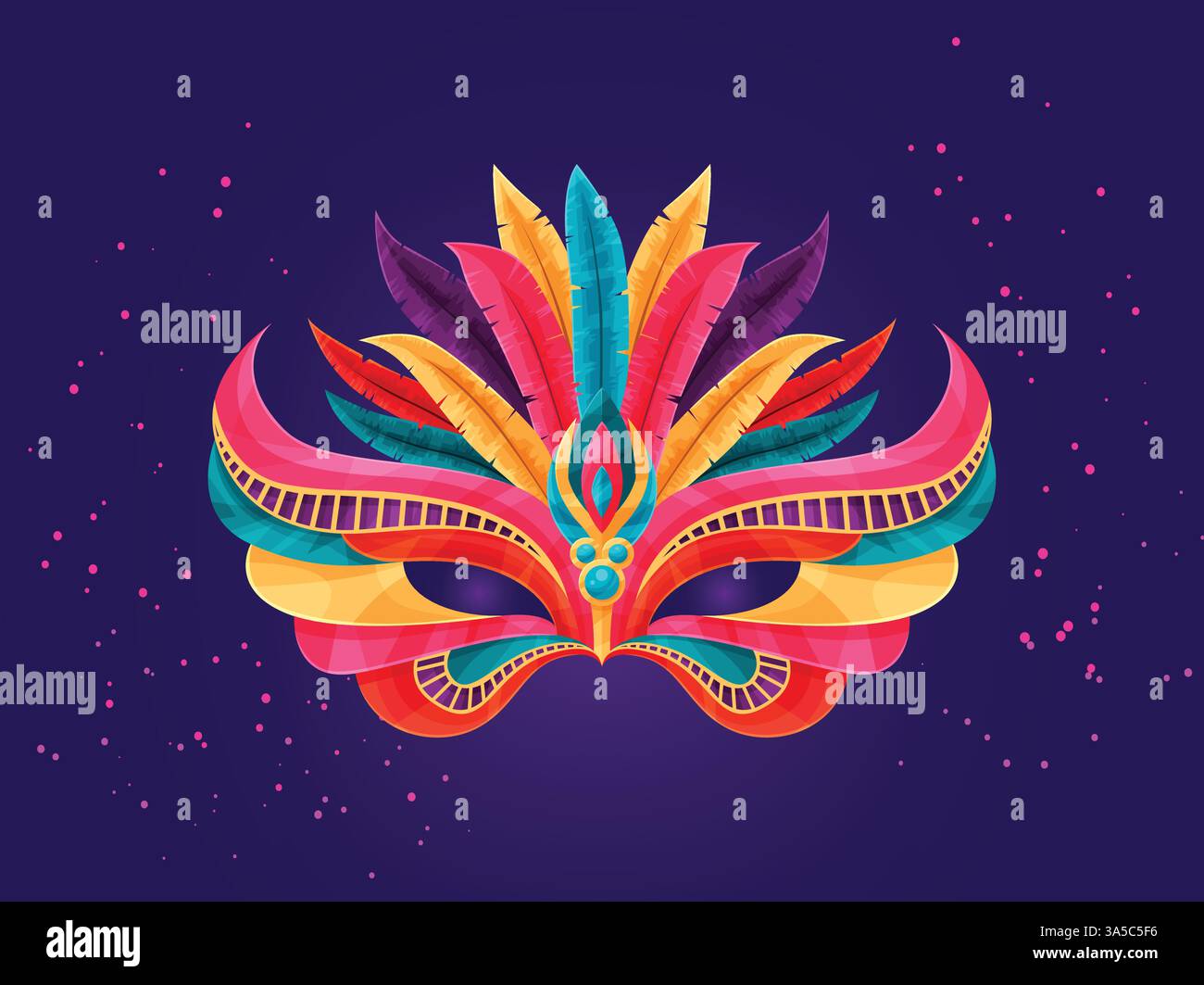 Mardi gras mask with colorful feathers vector Stock Vector