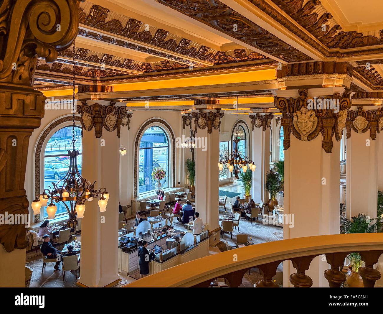Interior of the historic Peninsula Hotel Hong Kong, showcasing its ...