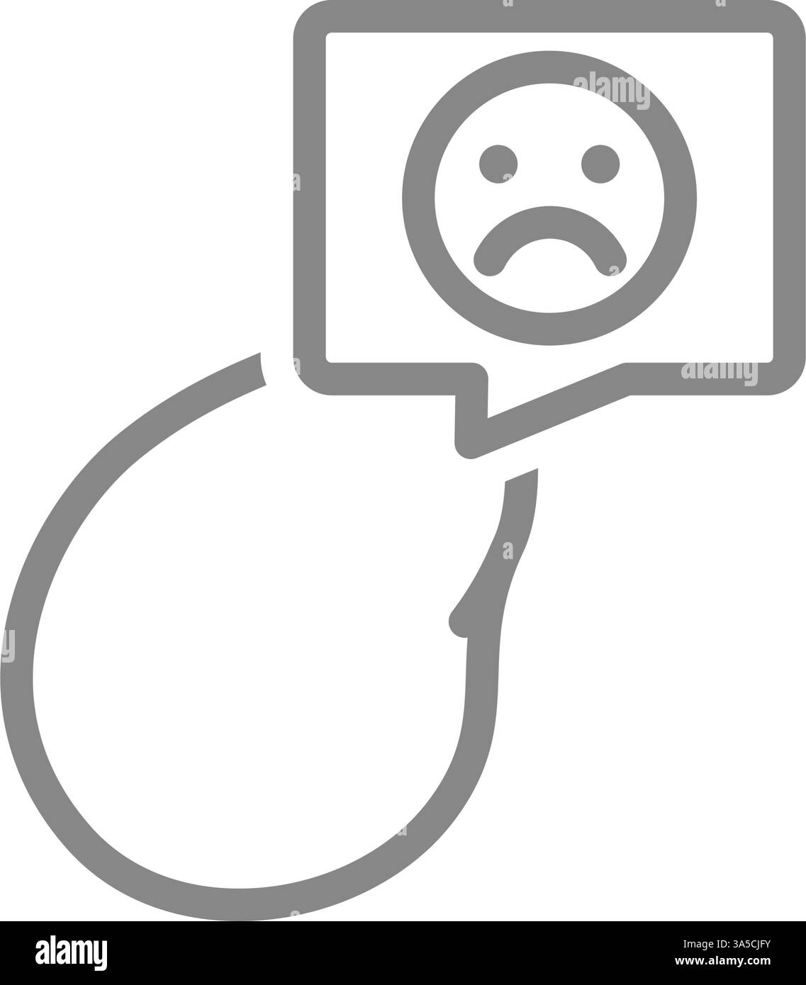 Gallbladder with sad face in speech bubble line icon. Diseases internal ...