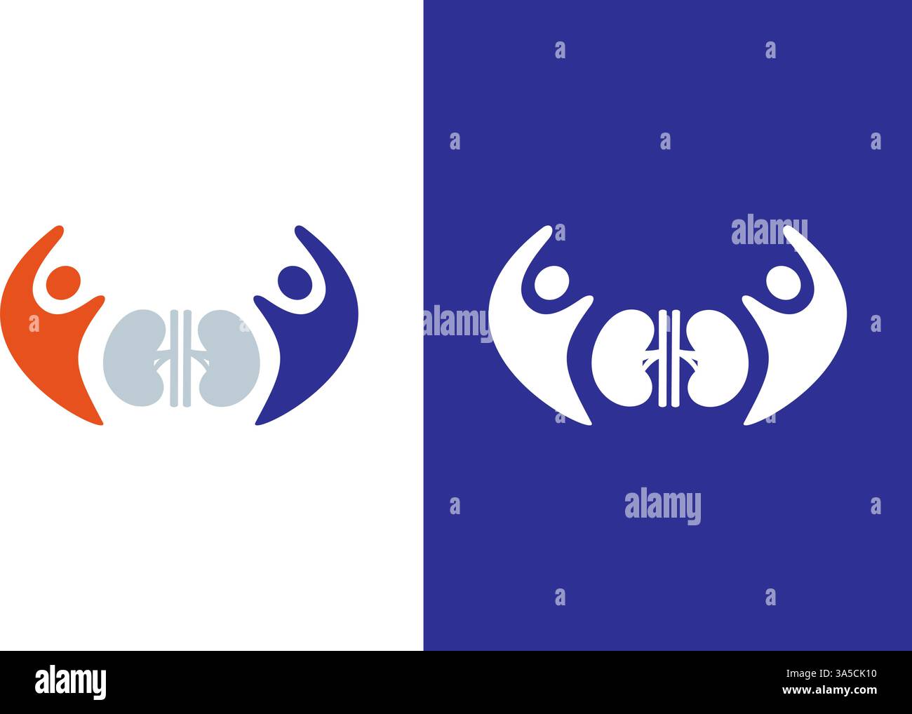 Kidney care and family logo combination. Medical clinic logotype design template. Stock Vector