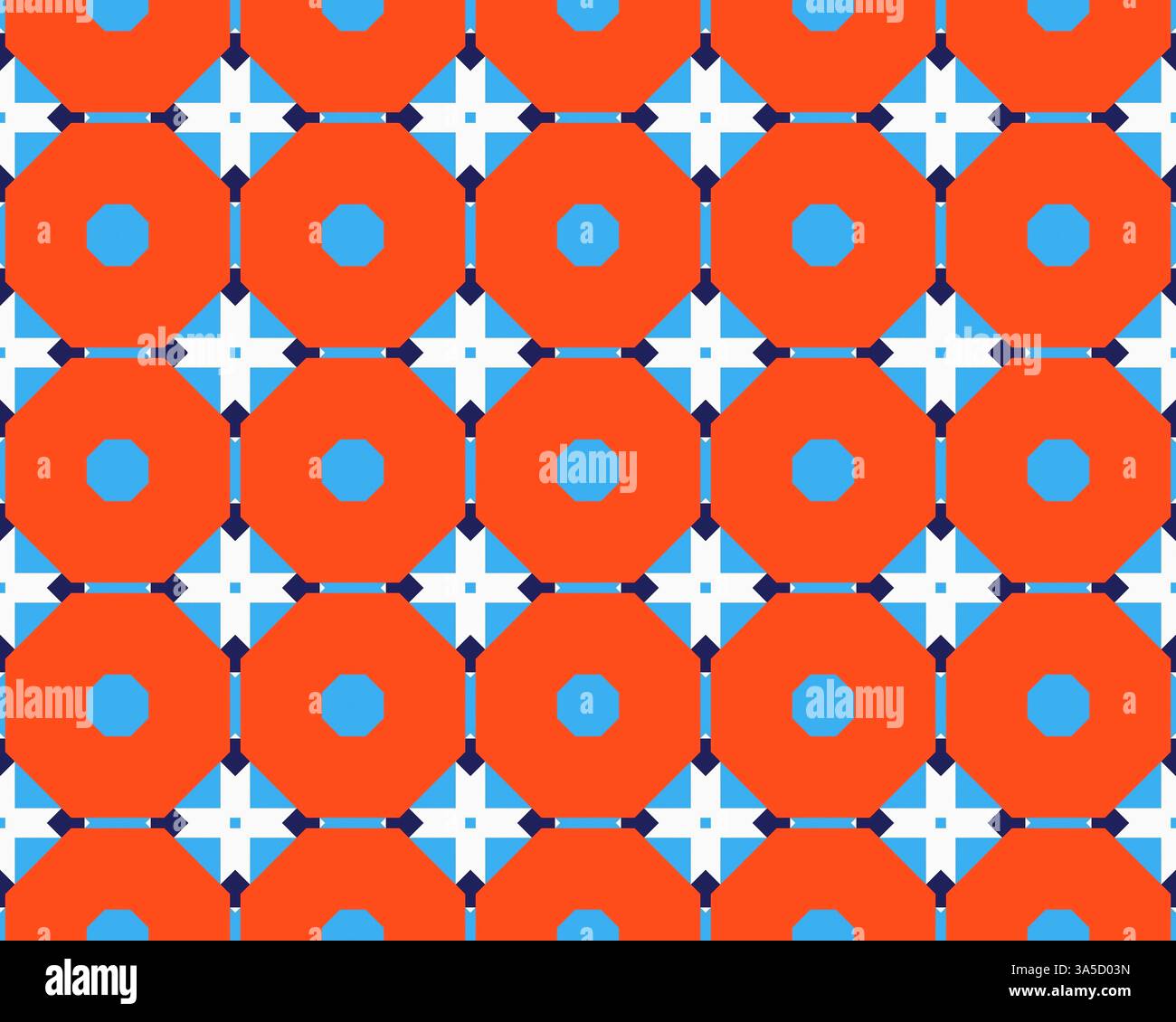 A seamless geometric pattern featuring red octagons with white stars in ...
