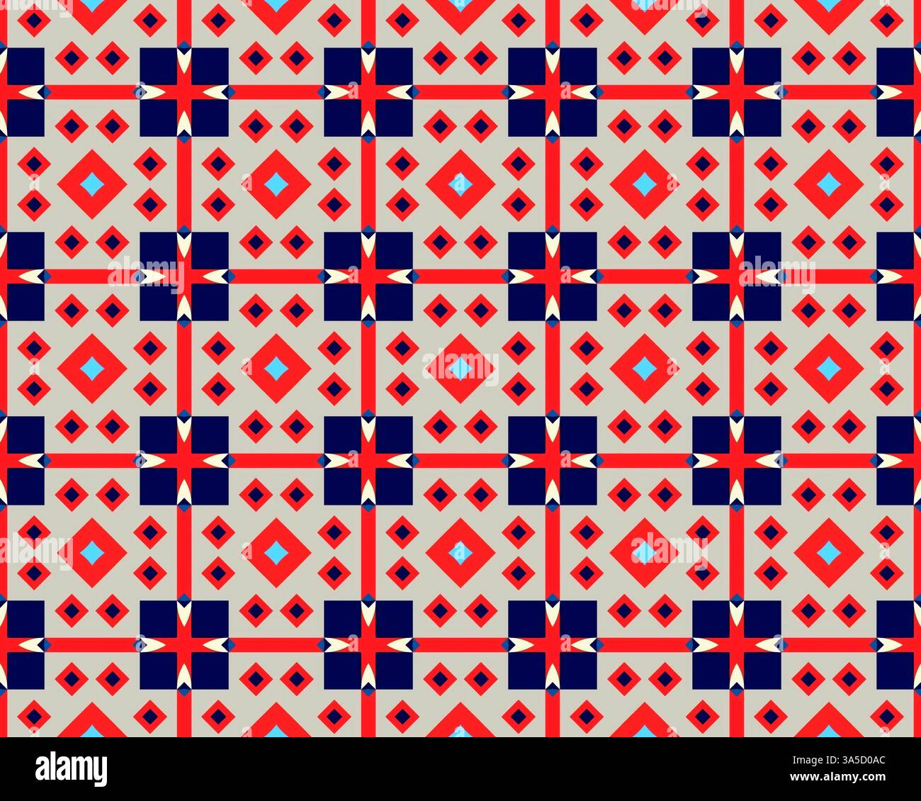 A geometric pattern with red and blue diamond shapes on a beige ...