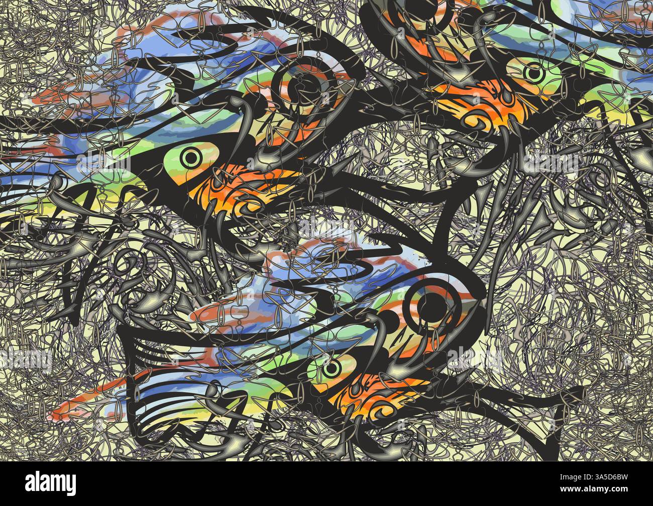 Textural Fish Activity Textural backdrop with fish motifs for textiles or fabrics. African ...
