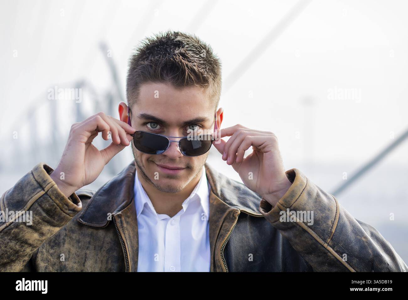 Cute male sunglasses in leather hi-res stock photography and images - Alamy