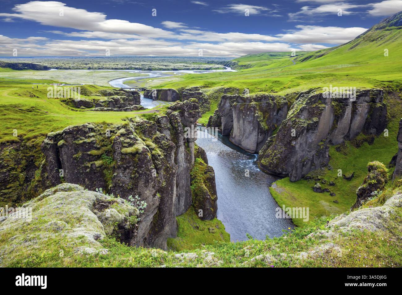 The striking canyon in Iceland. Bizarre shape of cliffs surround the ...