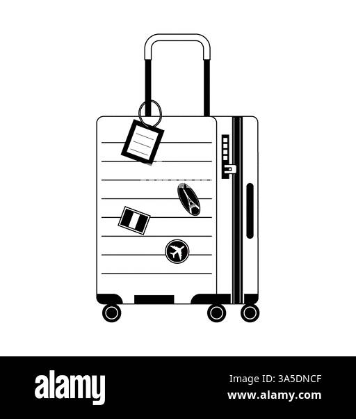 Suitcase with travel stickers. Travel-themed vector illustration elements Stock Vector