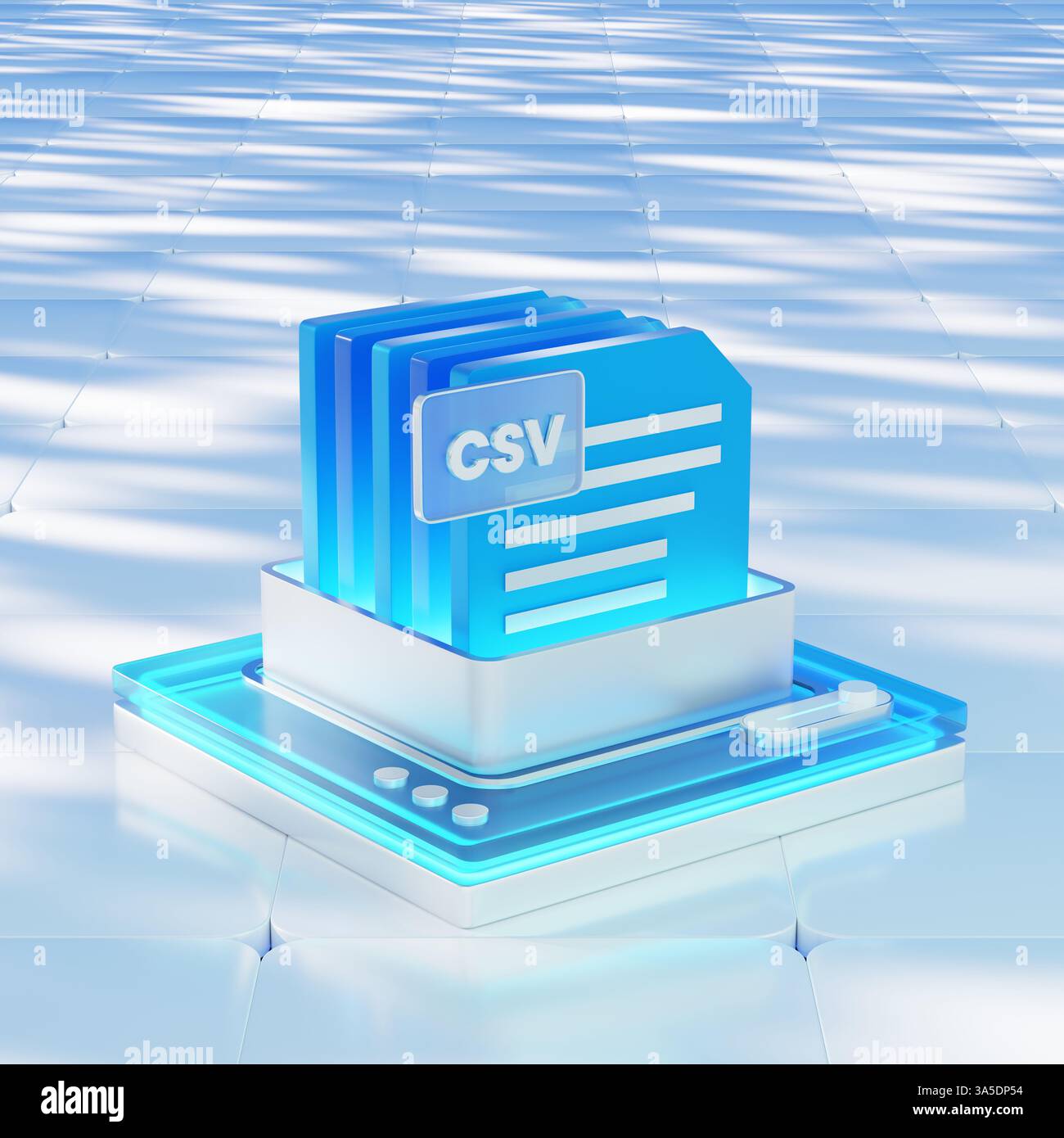 3D icon of a CSV file integrated with digital data elements and cloud ...