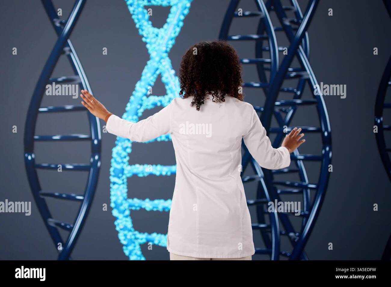 Medical Doctor Using Advanced DNA Technology For Science Research Stock Photo