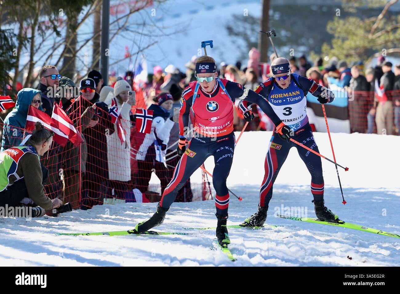 Johannes Thingnes Boe and Johannes Dale-Skjevdal from Norway during the ...