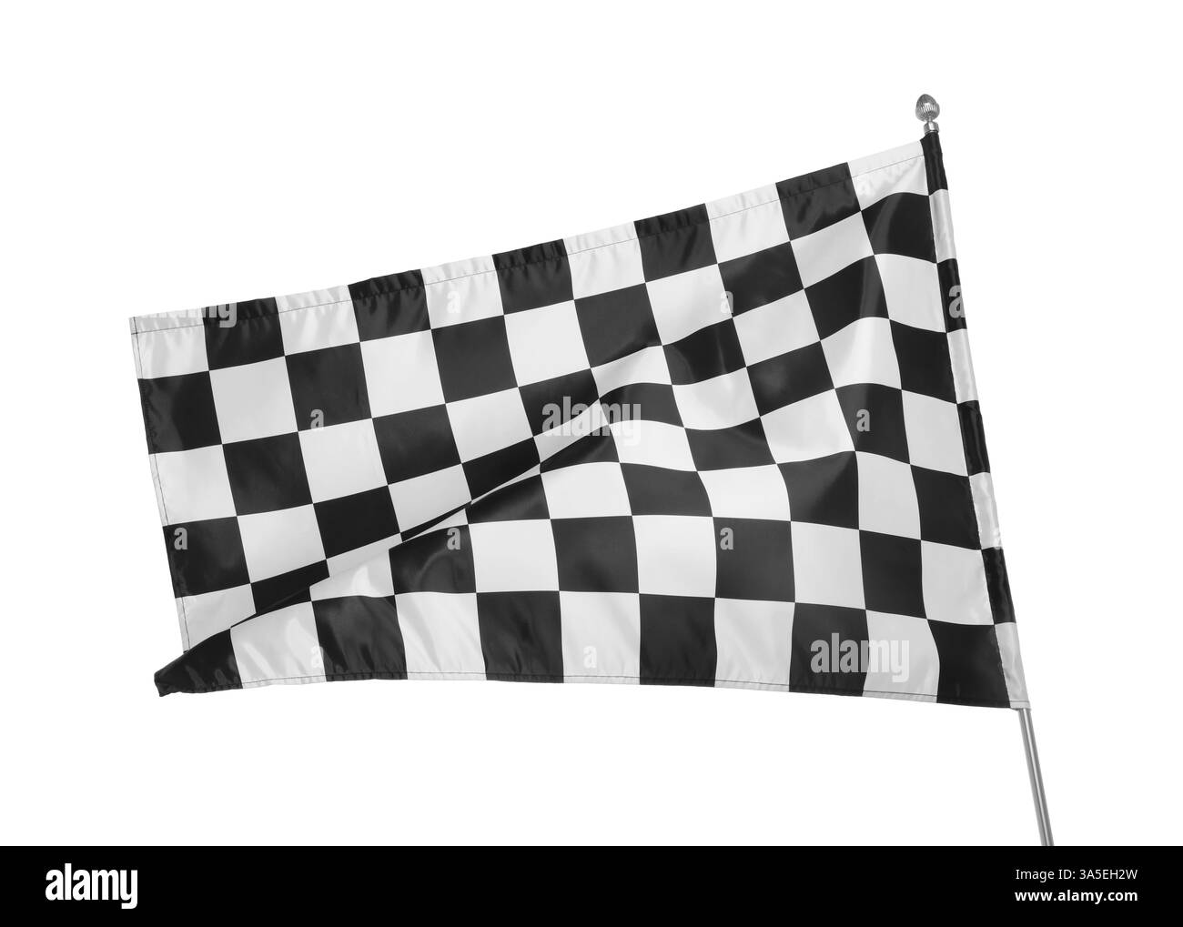One racing checkered flag isolated on white Stock Photo - Alamy