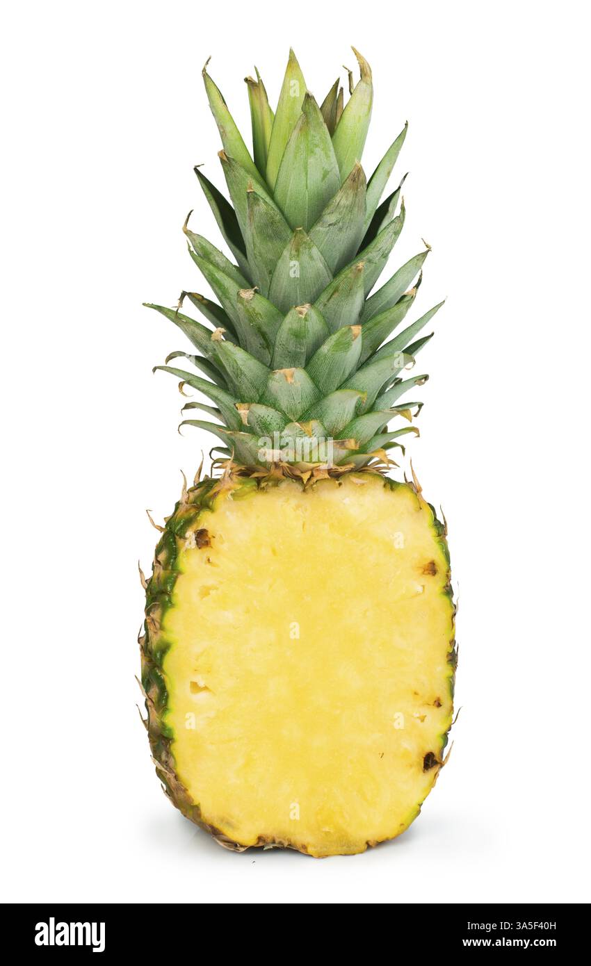 Sliced pineapple white isolated fruit. Studio shot Stock Photo