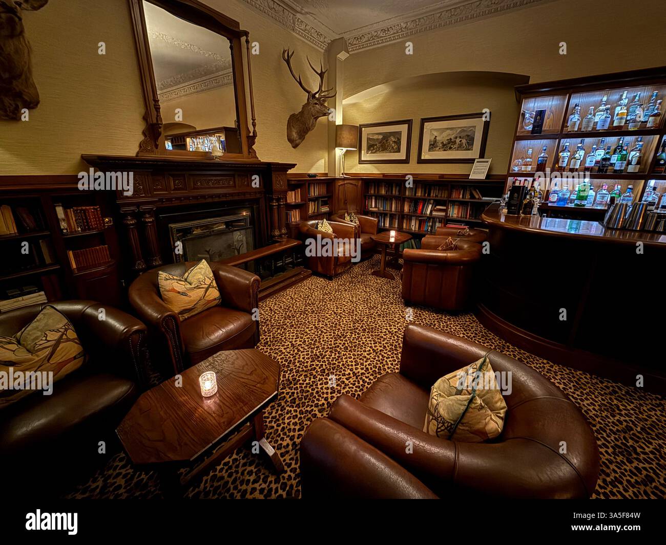 Bar in the Isle of Eriska Hotel and Spa, Isle of Eriska, near Oban, Argyll and Bute, Scotland, UK - Smartphone Captured Stock Image