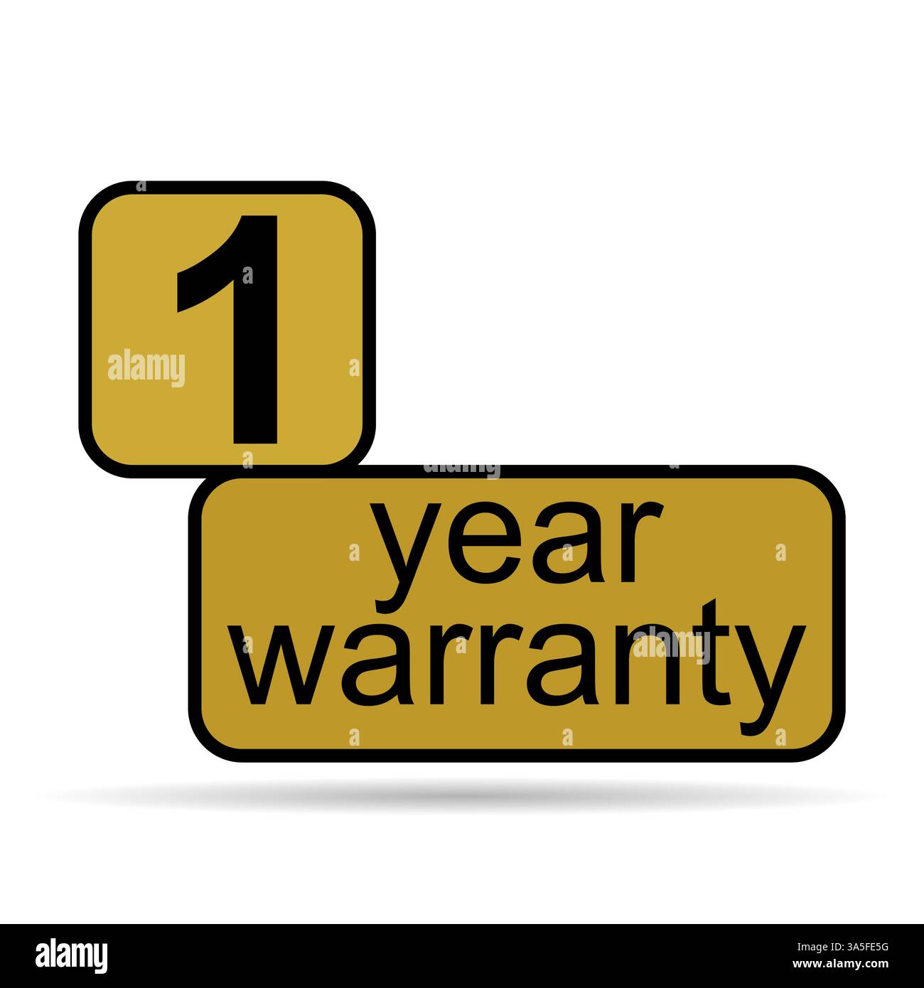 One year warranty shadow icon, badge seal guarantee certificate ...
