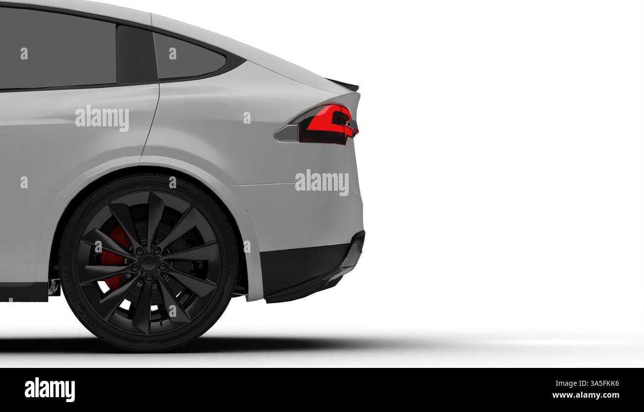 Izmir, Turkey - Mar 20 2025: White background, full rear left side view ...