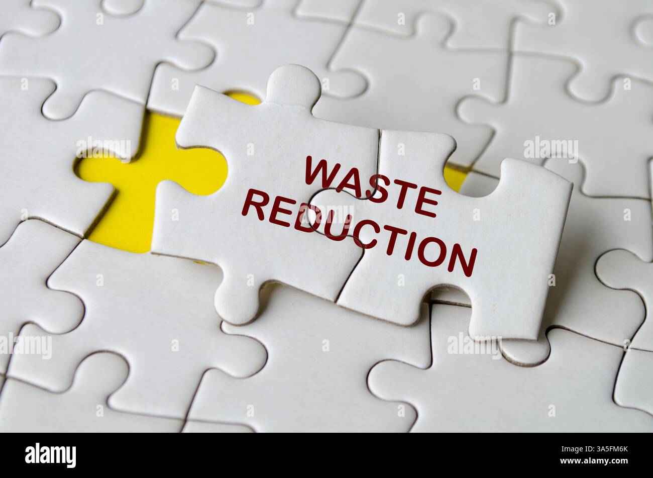 Waste Reduction text on jigsaw puzzle Process improvement concept Waste Reduction text on jigsaw puzzle Process improvement concept