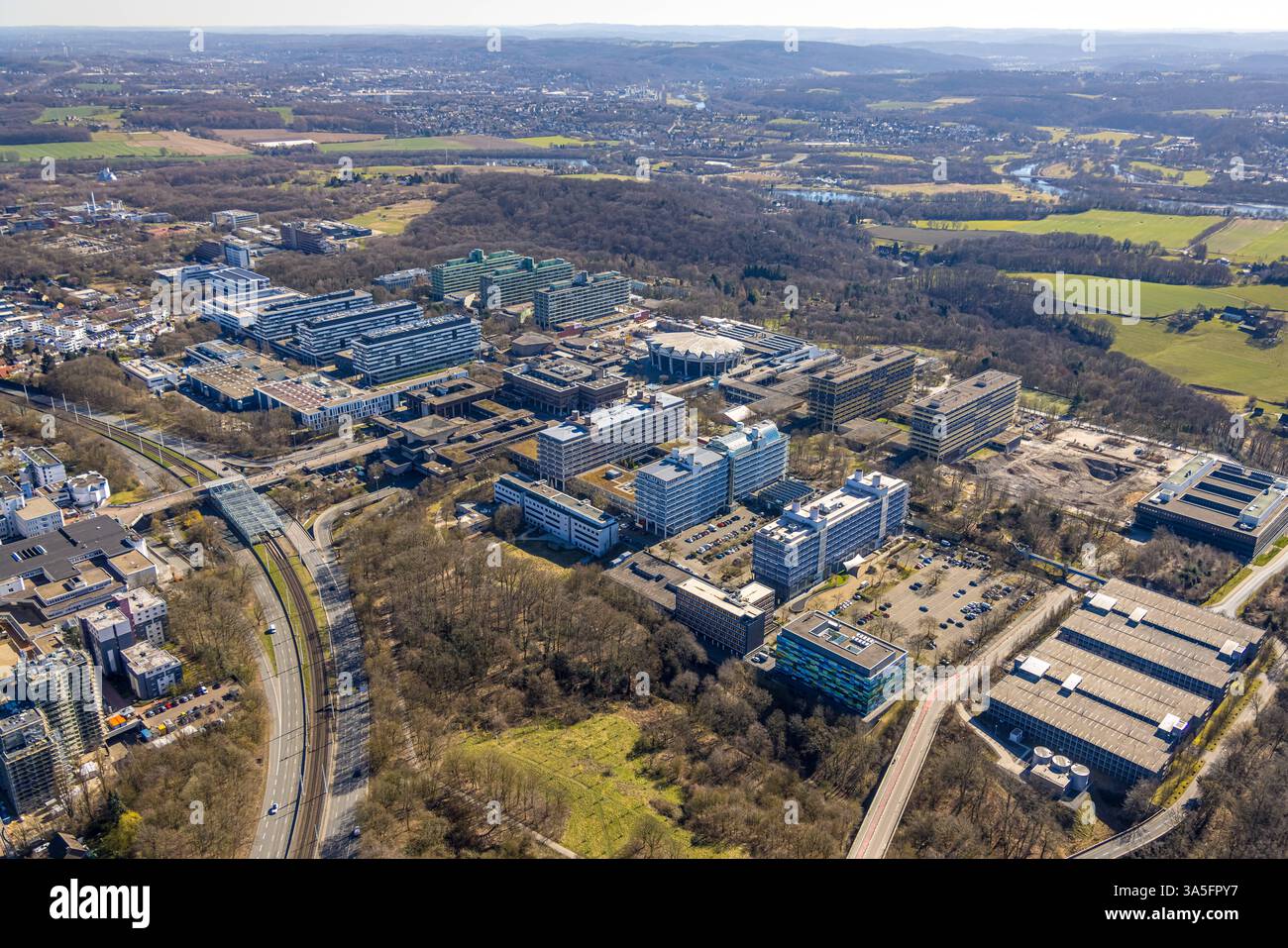 Luftbild, RUB Ruhr-Universität Bochum, Baustelle, Blick nach Witten ...